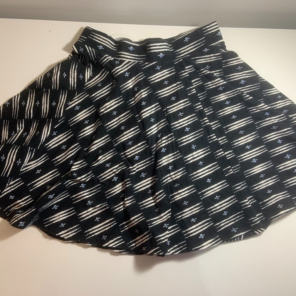 Black Patterned Skater Skirt